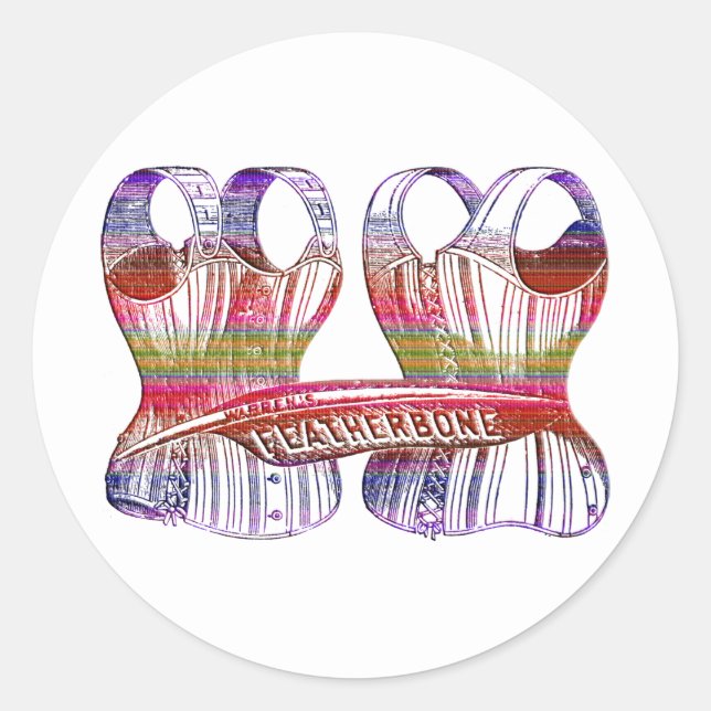 Corset Bustier Viktorianisch Fashion 1800er Unterw Runder Aufkleber (Vorderseite)