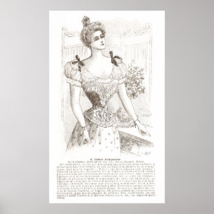 Corset Pompadour Vintag Französischer Fingerie Poster