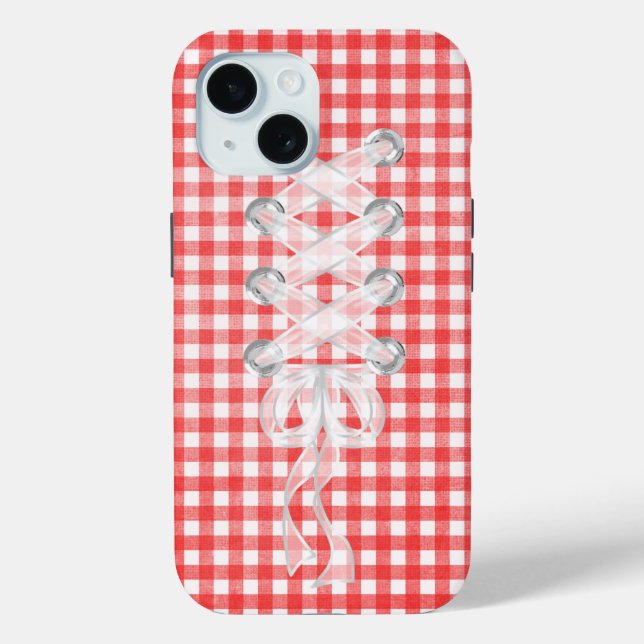Corset Ribbon Lacing on Gingham Case-Mate iPhone Hülle (Rückseite)