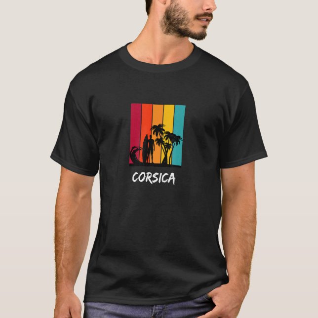 Corsica Holiday Vacation Souvenir Retro Surfing T-Shirt (Vorderseite)