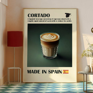 Cortado Coffee Wall Art, Spanischer Espresso Drink Poster