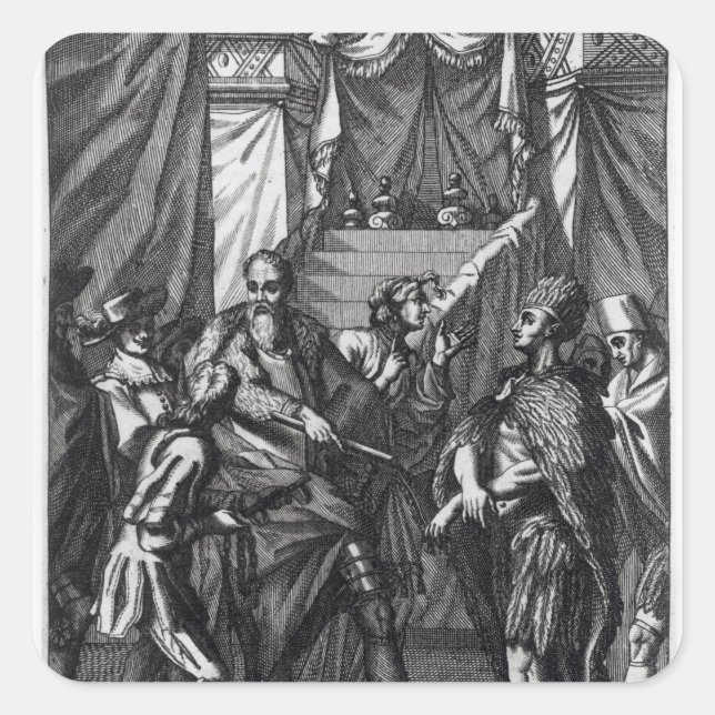 Cortes und Montezuma Quadratischer Aufkleber (Vorderseite)
