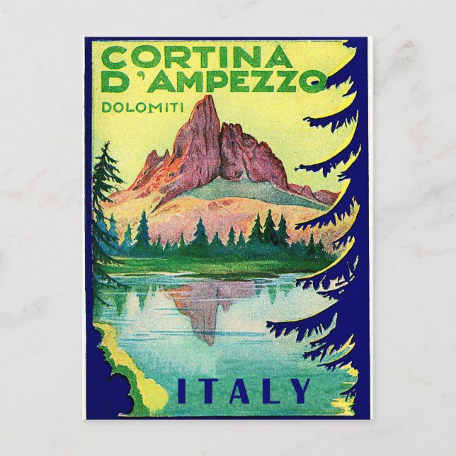 Cortina D' Ampezzo, Dolomiti Alpen, Italien, Vinta Postkarte (Vorderseite)