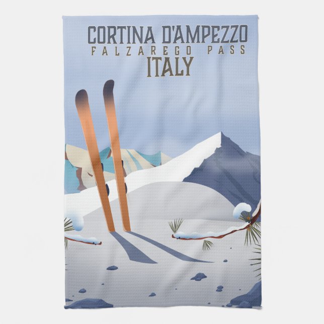 Cortina d'Ampezzi Italien Skilanglauf Kunst, Dicht Geschirrtuch (Vertikal)
