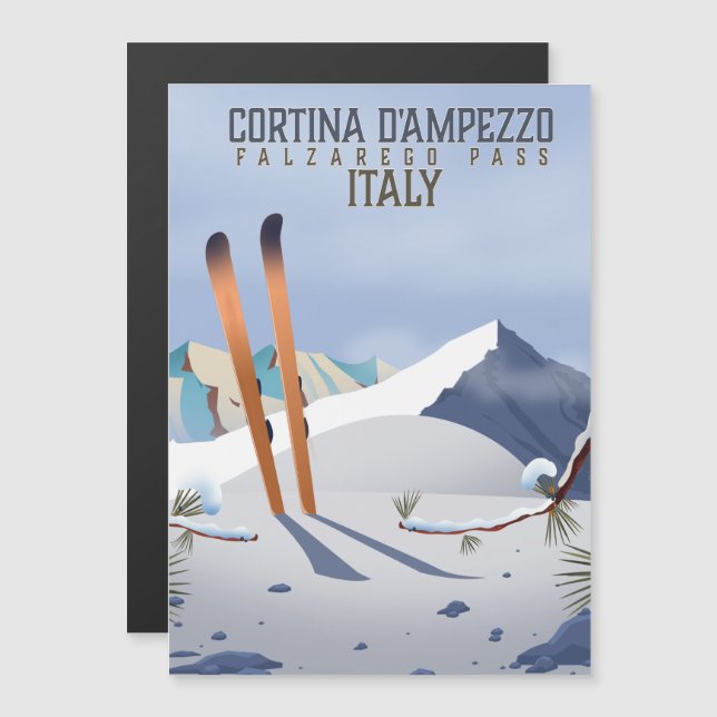 Cortina d'Ampezzi Italien Skilanglauf Kunst, Dicht Magnetkarte (Vorne/Hinten)