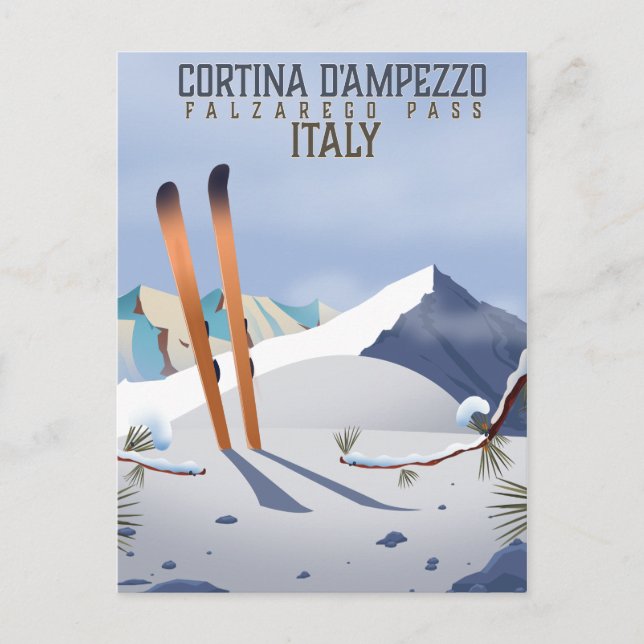 Cortina d'Ampezzi Italien Skilanglauf Kunst, Dicht Postkarte (Vorderseite)