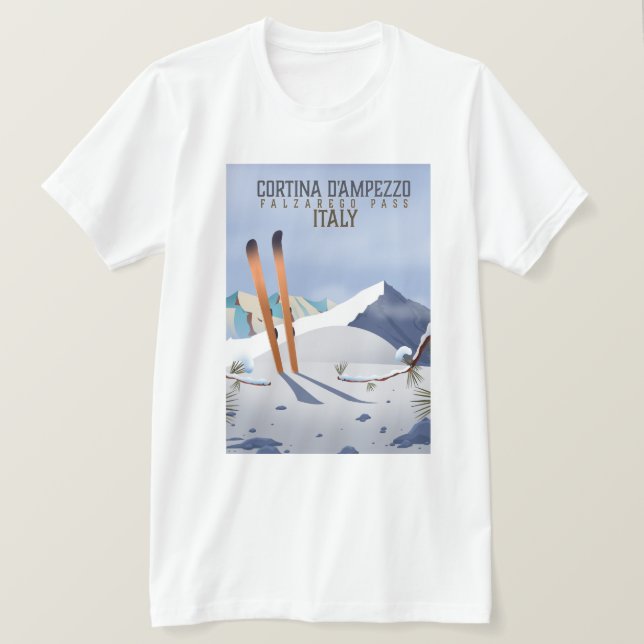Cortina d'Ampezzi Italien Skilanglauf Kunst, Dicht T-Shirt (Design vorne)