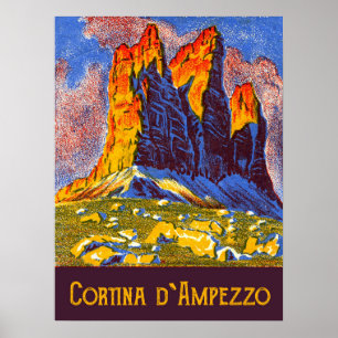 Cortina d'Ampezzo, Berge, Italien Poster