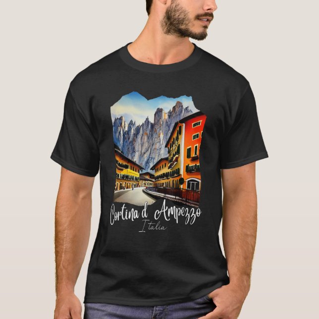 Cortina d'Ampezzo Dolomiti Painting Cortina d'Ampe T-Shirt (Vorderseite)