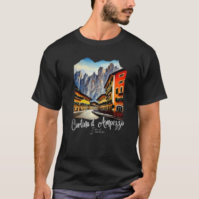 Cortina d'Ampezzo Dolomiti Painting Cortina d'Ampe T-Shirt (Vorderseite)