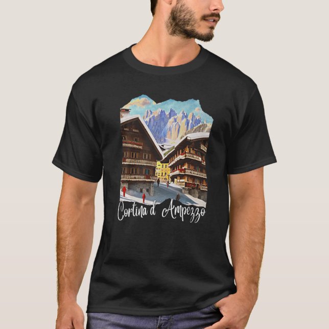 Cortina d'Ampezzo Dolomiti Painting Cortina d'Ampe T-Shirt (Vorderseite)