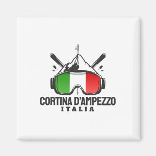 Cortina D'ampezzo Italien Retro-Skigebiet Skifahre Magnet