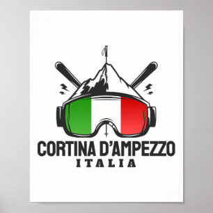 Cortina D'ampezzo Italien Retro Skigebiet Skigebie Poster