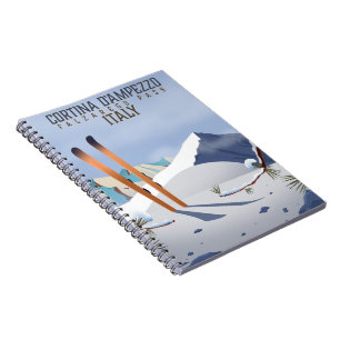 Cortina d'Ampezzo Italien Ski-Poster Kunstdruck Notizblock