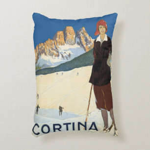Cortina d'Ampezzo, Italien, Vintage-Reise Skialpen Dekokissen