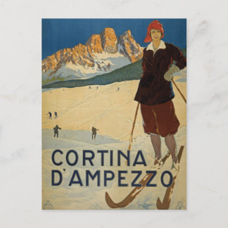 Cortina D'Ampezzo Italien Vintage-Ski-Postkarte Postkarte