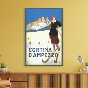 Cortina d'Ampezzo, Italien, Vintage Travel Ski Alp Leinwanddruck