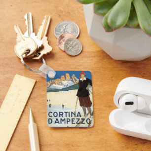 Cortina d'Ampezzo, Italien, Vintage Travel Ski Alp Schlüsselanhänger