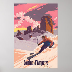 Cortina dAmpezzo Skigebiet Reiseplakat Poster