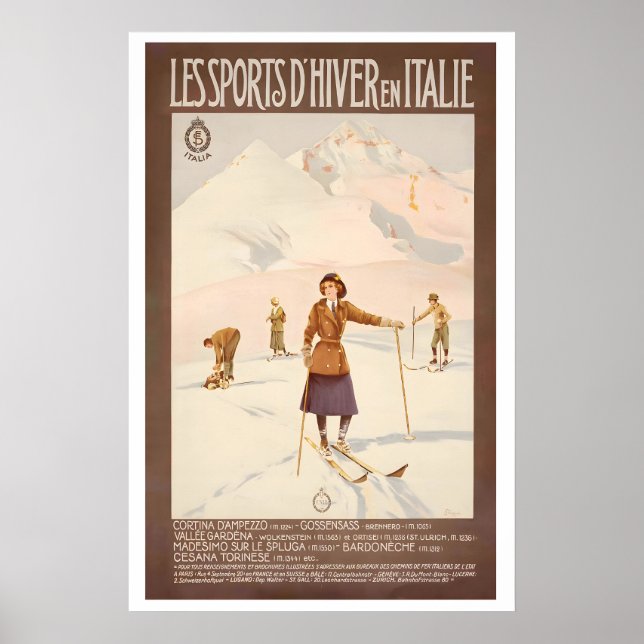 Cortina D'Ampezzo Val Gardena Bardonecchia Poster (Vorne)