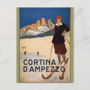 Cortina d'Ampezzo Vintage Reiseplaner für Kletterh Postkarte