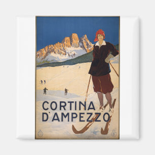 Cortina d'Ampezzo Vintage Reiseposter Kunst Magnet