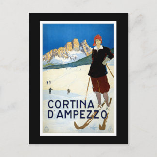 Cortina d'Ampezzo Vintage Travel Poster Postkarte