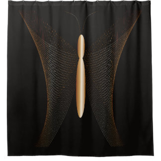 Cortina de baño elegante con mariposa dorada duschvorhang