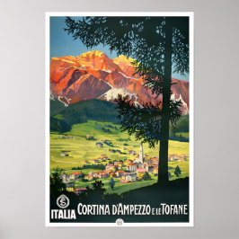 Cortina Italien Jahrgang Reise Poster