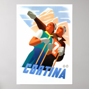 Cortina Italien Jahrgang Reise Poster