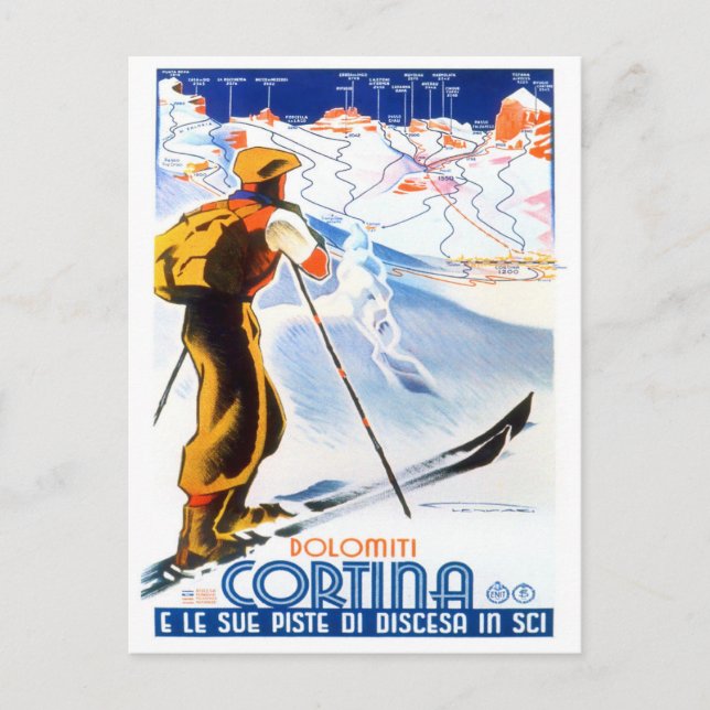 Cortina Italien Jahrgang Reise Postkarte (Vorderseite)