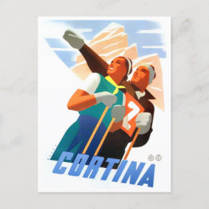 Cortina Italien Vintage-Reise Postkarte