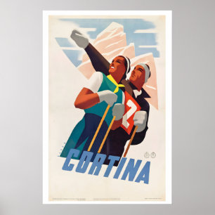 Cortina, Italien - Vintage Sport Plakat von 1938
