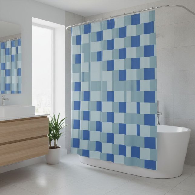Cortina, shower, checkered, blue, light blue duschvorhang (Von Creator hochgeladen)