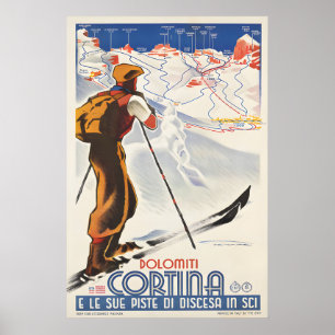 Cortina Skifahren - Vintage Reiseposter Drucke