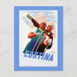 Cortina Vintage Italienischer Reiseskisport im Win Postkarte