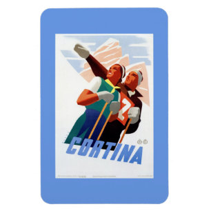 Cortina Vintager italienischer Wintersport Magnet