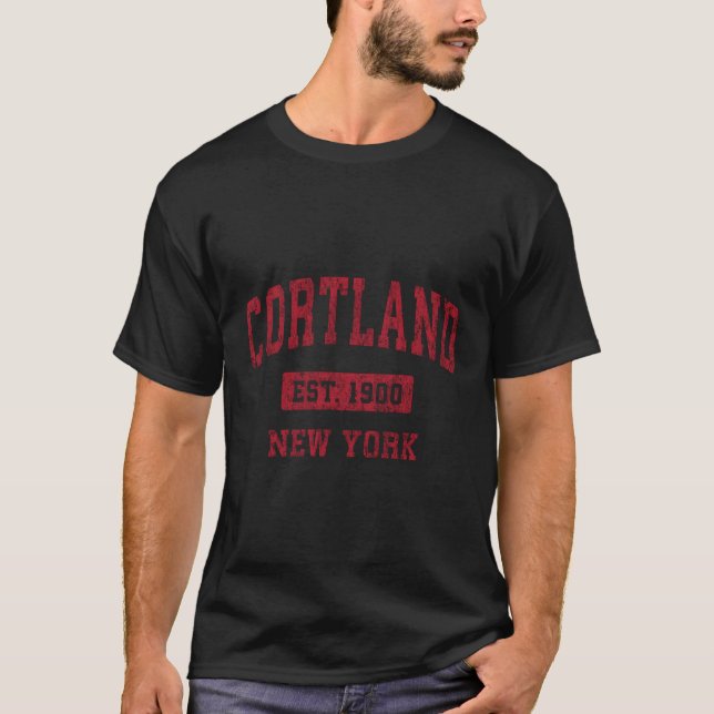 Cortland New York Ny Sports Red T-Shirt (Vorderseite)