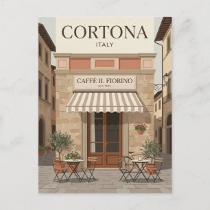Cortona Cafe Fassade Italien Postkarte