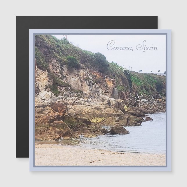 Coruna, Spanien | Magnet-Karte für Sandy Bay Ocean Magnetkarte (Vorne/Hinten)