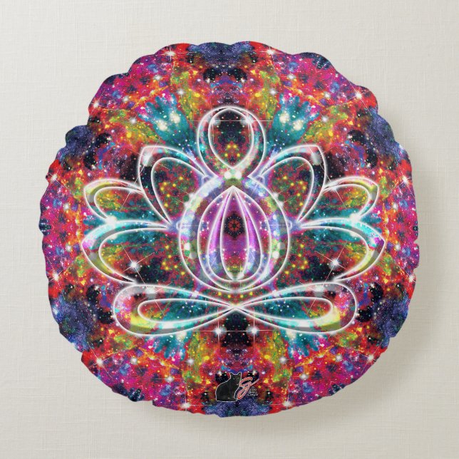 Coruscation Zen Lotus Rundkissen Rundes Kissen (Vorderseite)