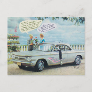Corvair Cartoon Postcard by Bard Beach Postkarte