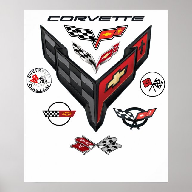 CORVETTE 8 GENERATIONEN ABZEICHEN POSTER (Vorne)