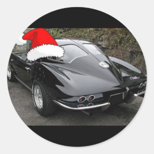 Corvette Black Split Window/Christmas Runder Aufkleber