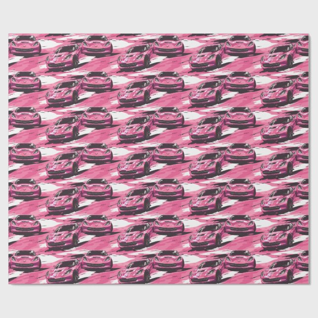 Corvette C7 Pink Wrapping Paper Geschenkpapier (Flach)