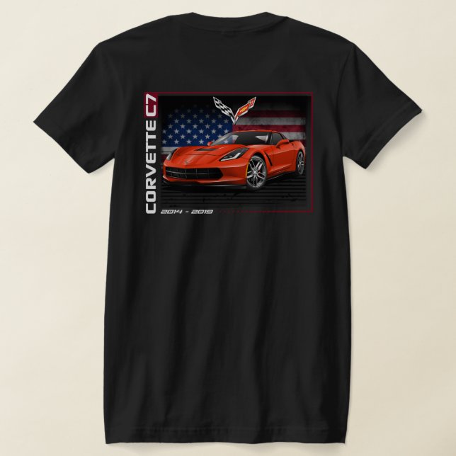 Corvette C7 - zweiseitiger T - Shirt von Frauen (AblageHinten)