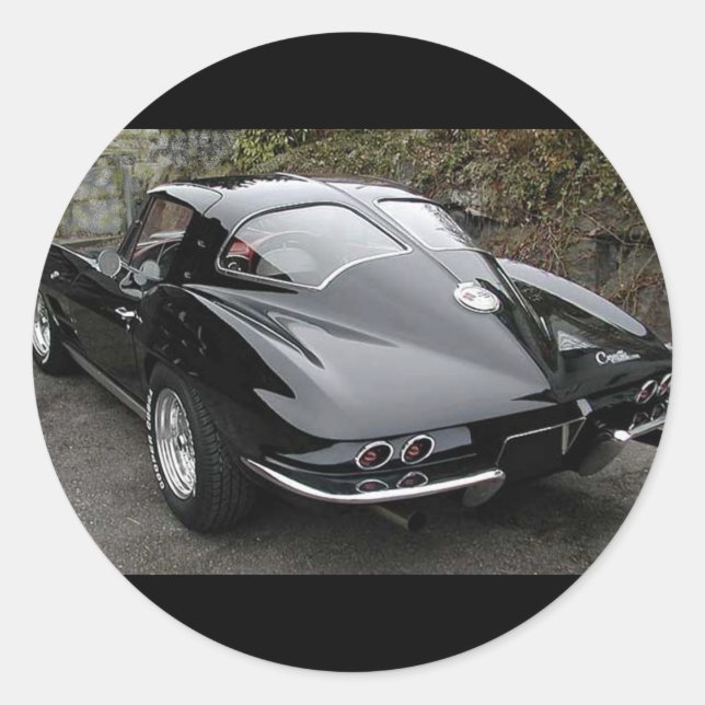 Corvette Classic Black Split Window Runder Aufkleber (Vorderseite)