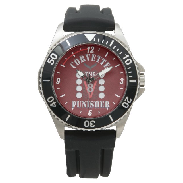 Corvette der V8 Punisher Red Face Watch Armbanduhr (Vorderseite)