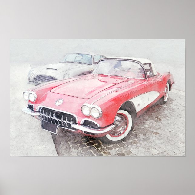 Corvette Digital Painting Poster (Vorne)