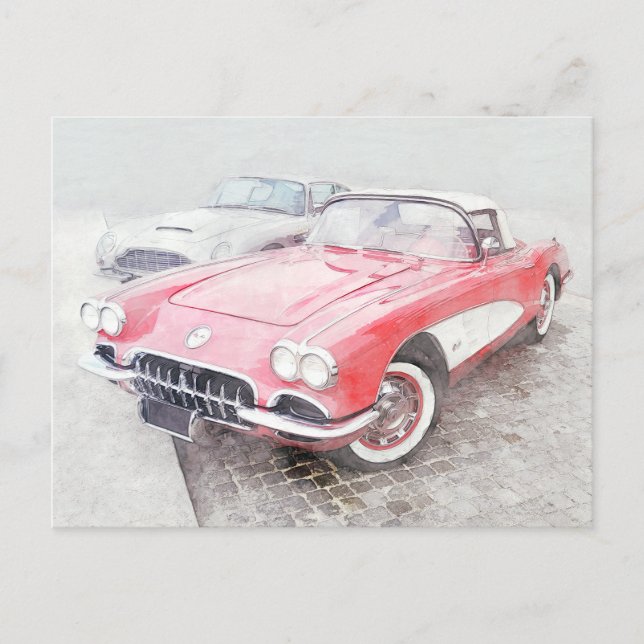 Corvette Digitale Malerei Postkarte (Vorderseite)